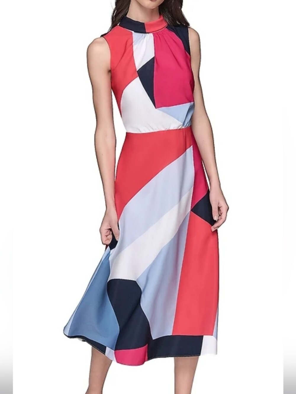Karl Lagerfeld Paris Abstract Colorblock Midi Dress Size 8